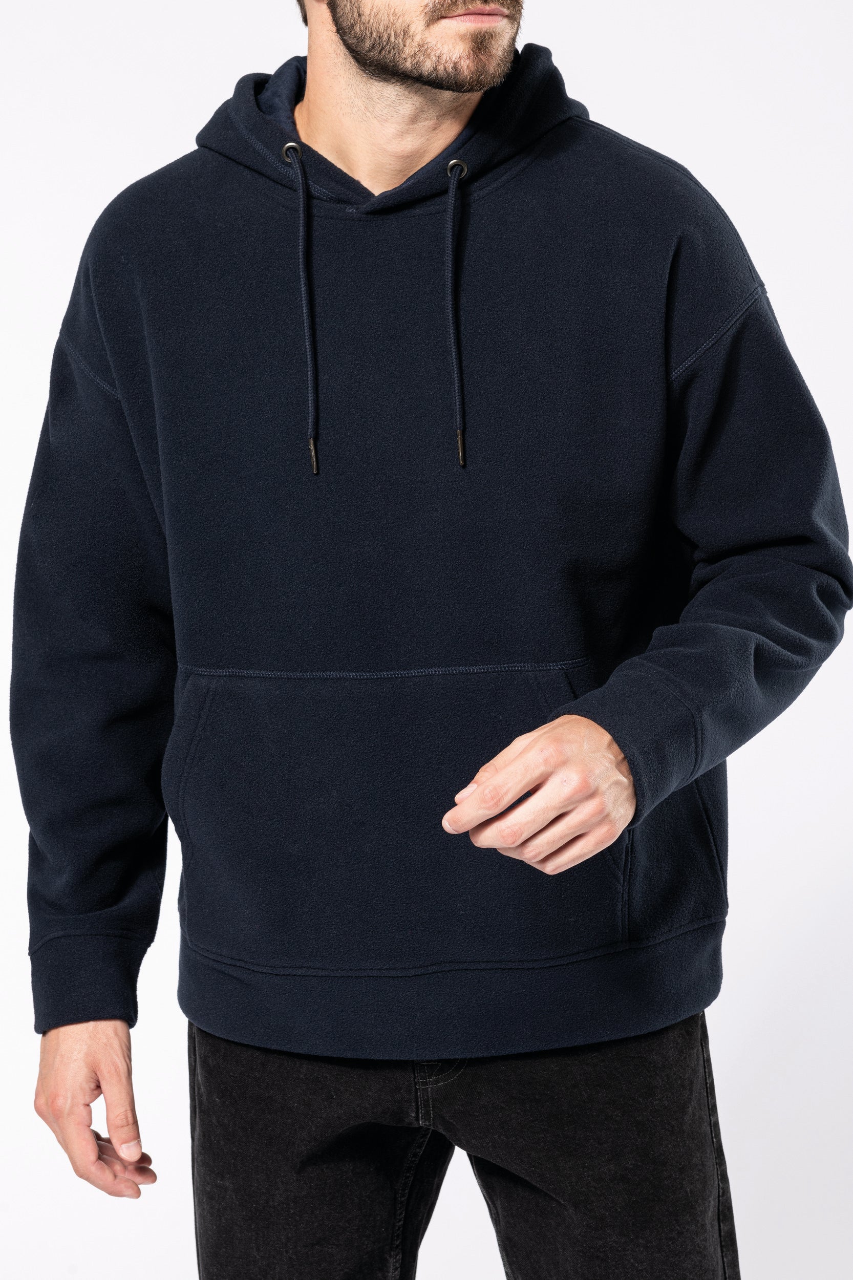 Uniseks gerecycled microfleece oversized sweatshirt met capuchon