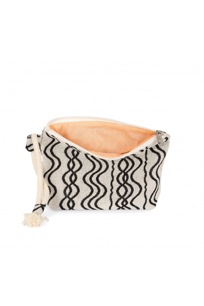 Recycled zipped pouch - Wave pattern