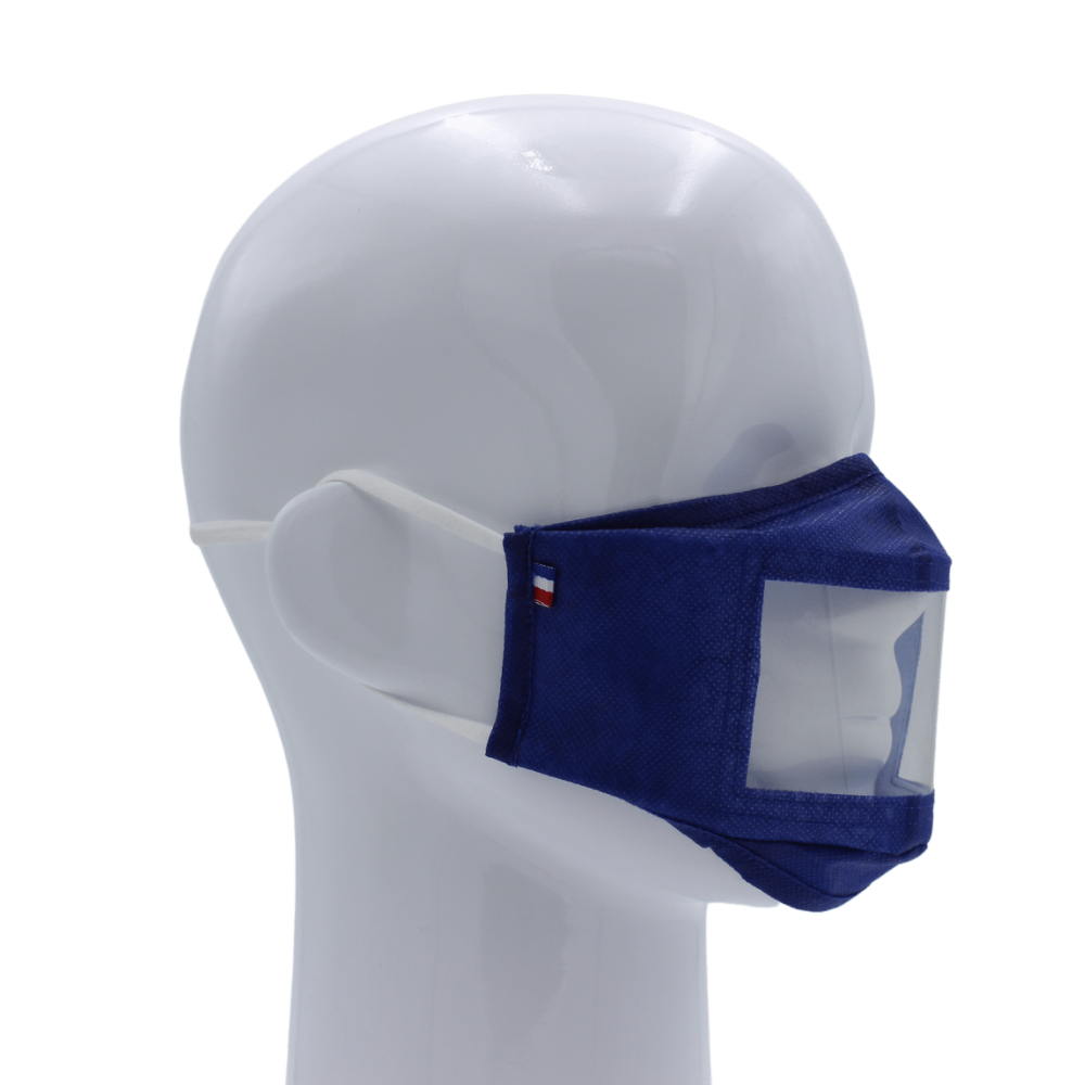 MS Life - Washable Reusable "Transparent Window" Fabric Mask - ONE SIZE - UNS1 - 50 Washes - Made in FRANCE