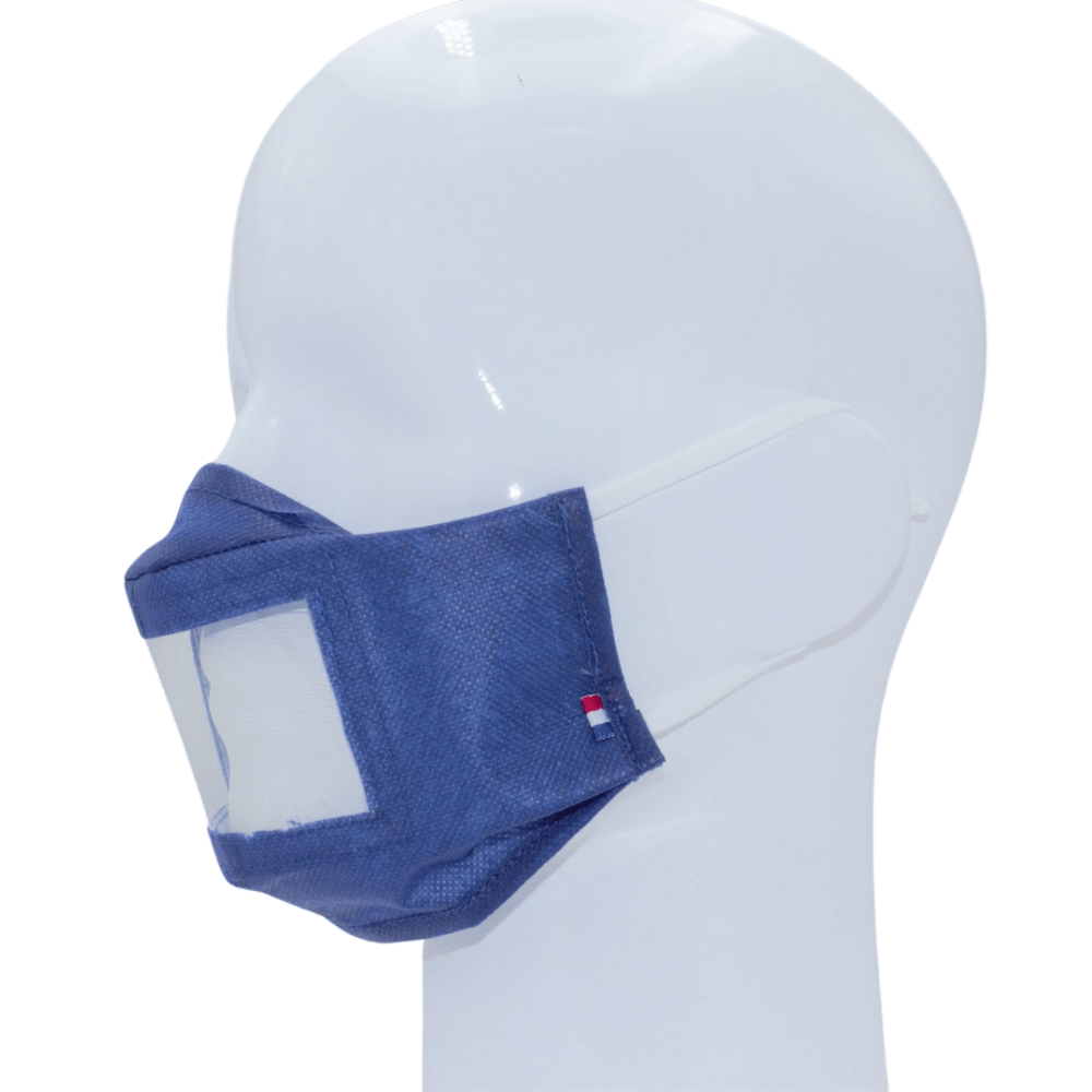 MS Life - Washable Reusable "Transparent Window" Fabric Mask - ONE SIZE - UNS1 - 50 Washes - Made in FRANCE