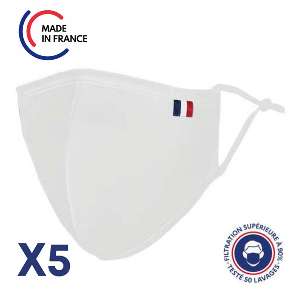 Masque Uns1 50 Lavages Forme Ninja - Coton - Taille Adulte - Masque Grand Public À Filtration Garantie Supérieure À 99%