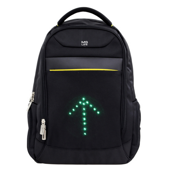 Sac À Dos Ordinateur Portable Léger 20L USB Rechargeable Indicateur de Direction du Signal Lumineux sans Fil à LED