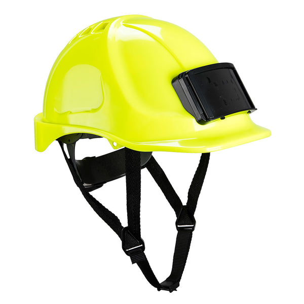 Endurance helmet with badge holder