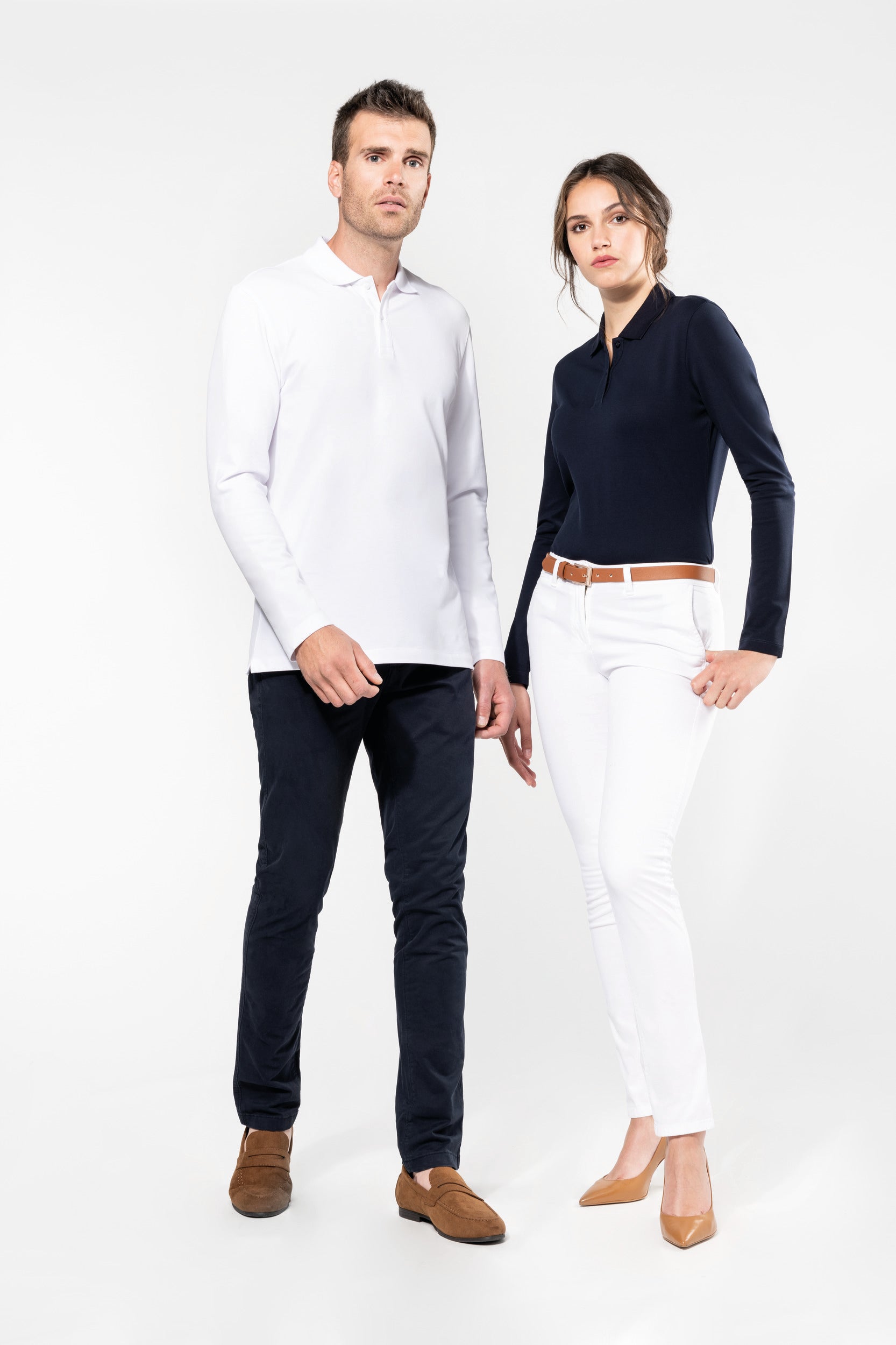 Women's long-sleeved Supima® polo shirt
