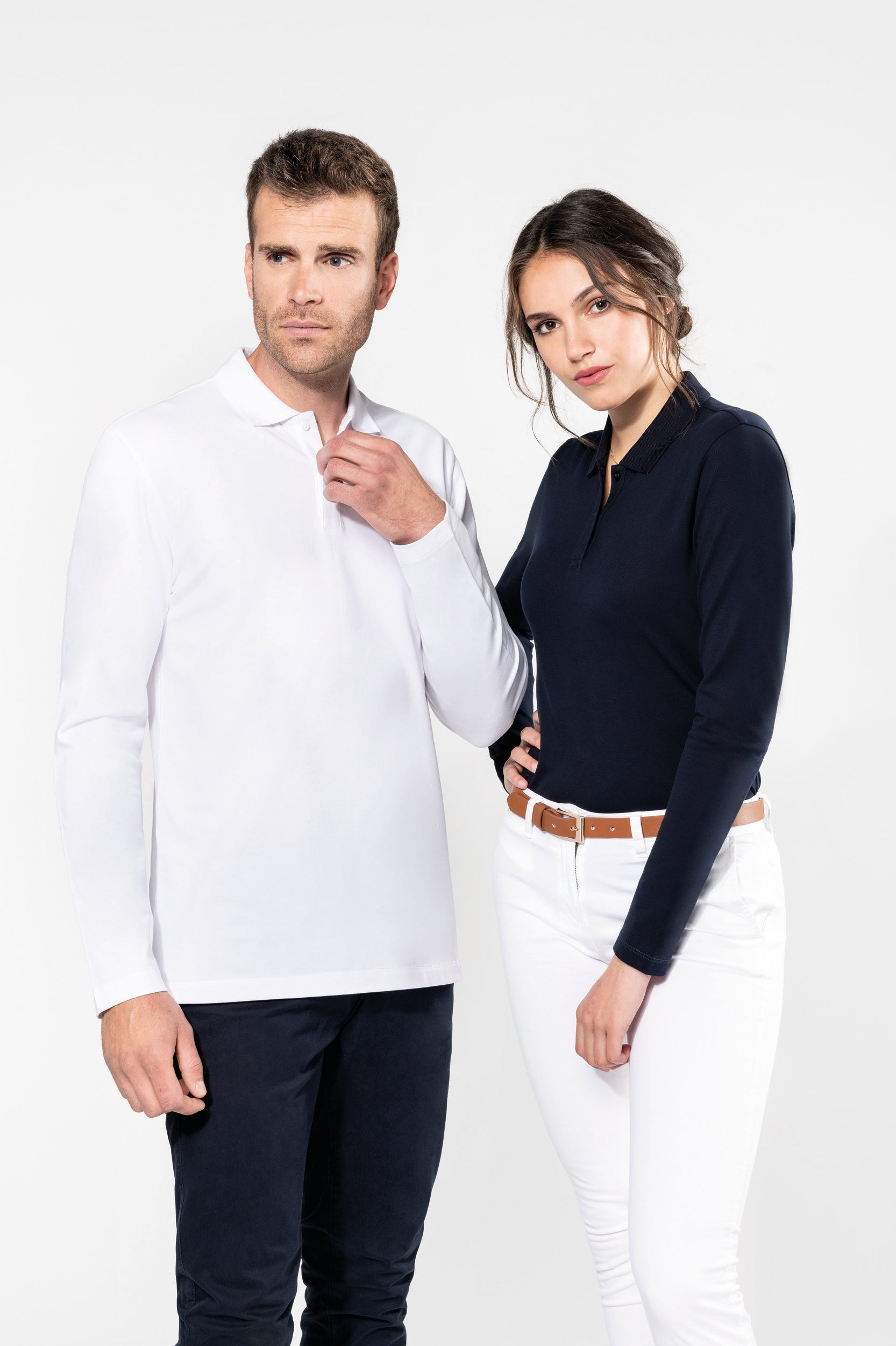 Women's long-sleeved Supima® polo shirt
