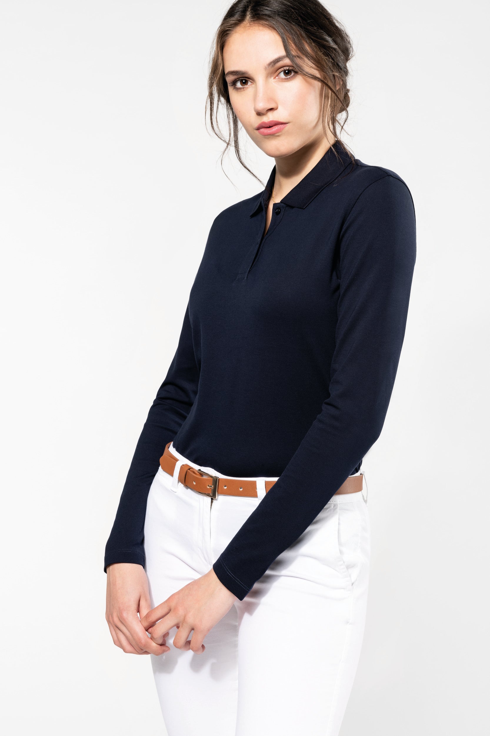 Women's long-sleeved Supima® polo shirt
