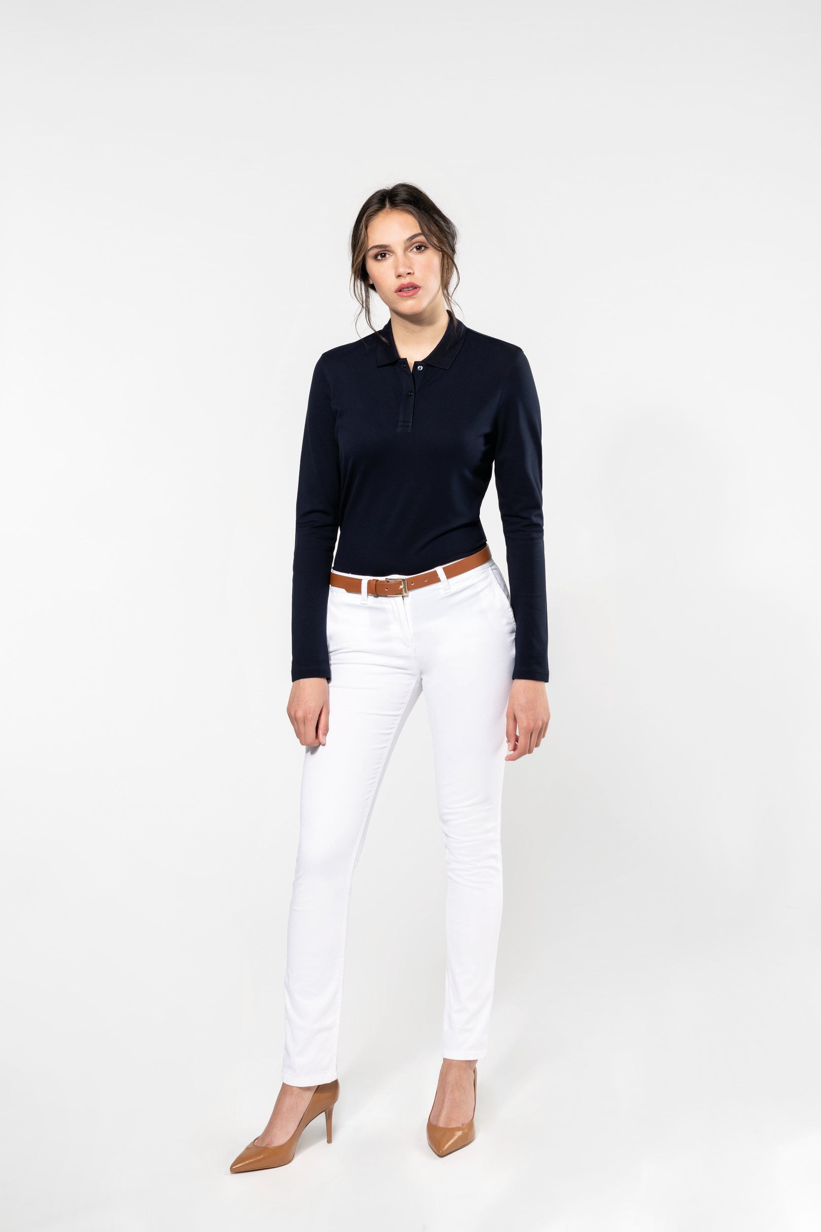 Women's long-sleeved Supima® polo shirt