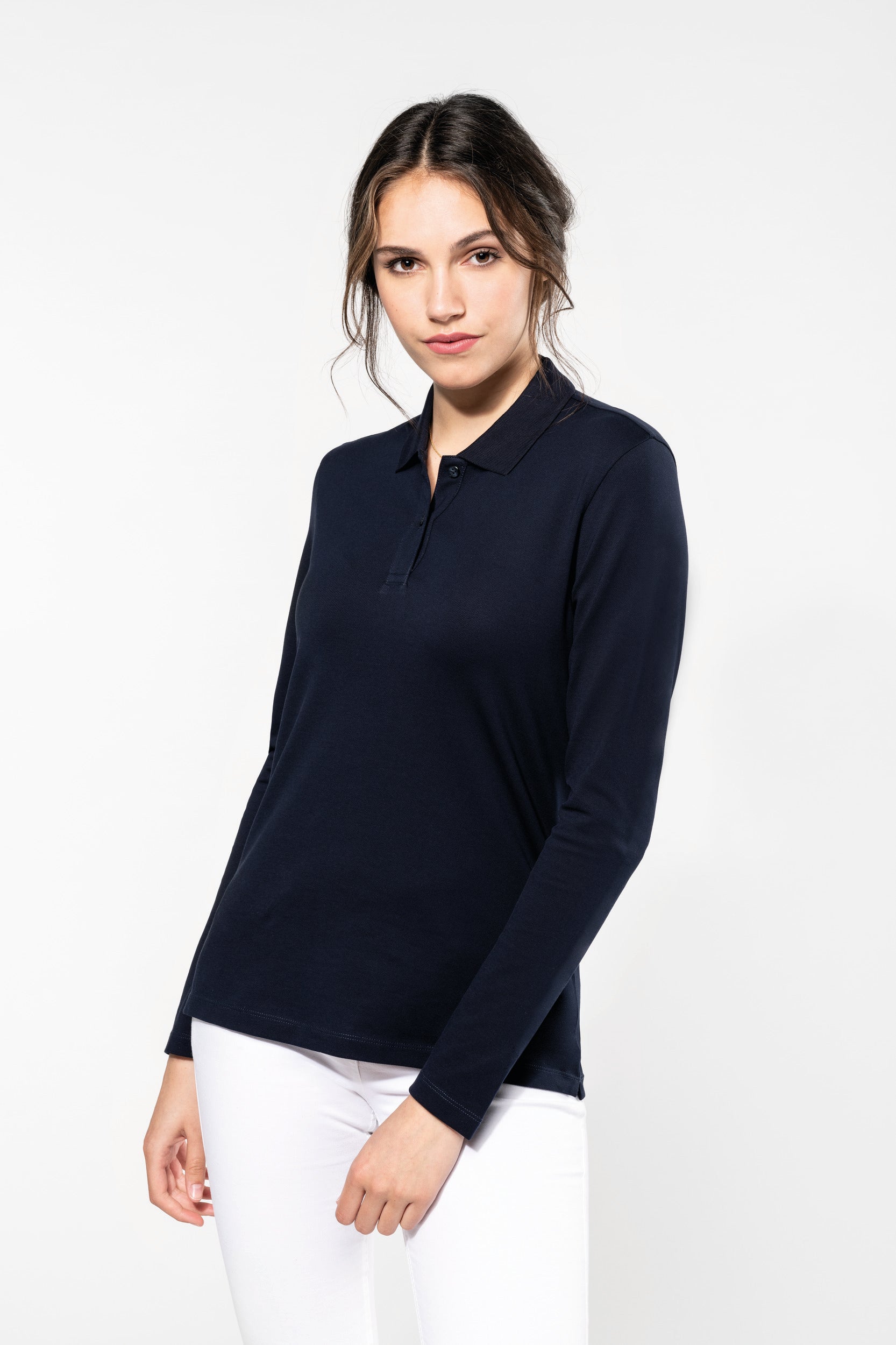 Women's long-sleeved Supima® polo shirt