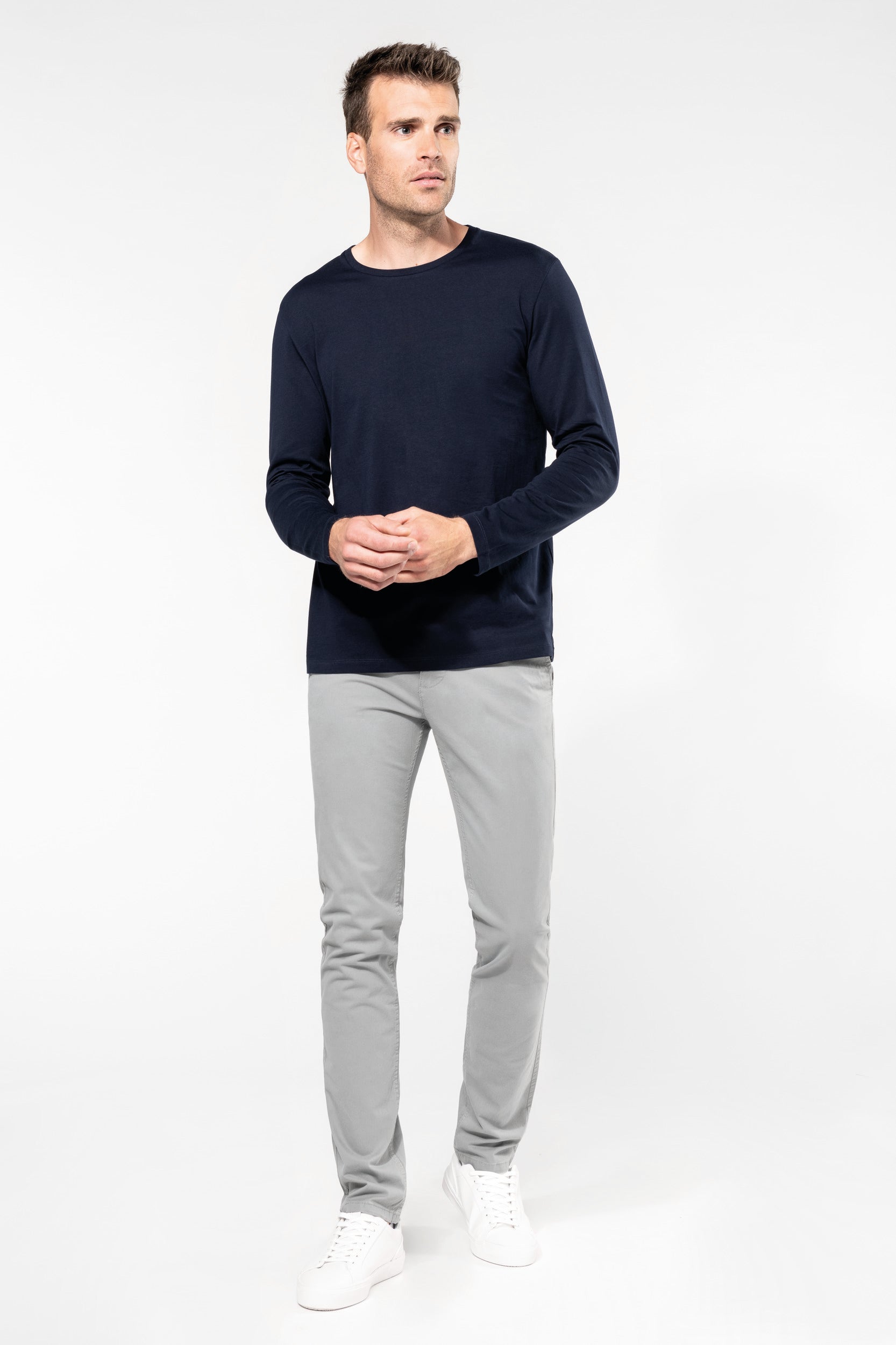 T-shirt Supima® col rond manches longues homme
