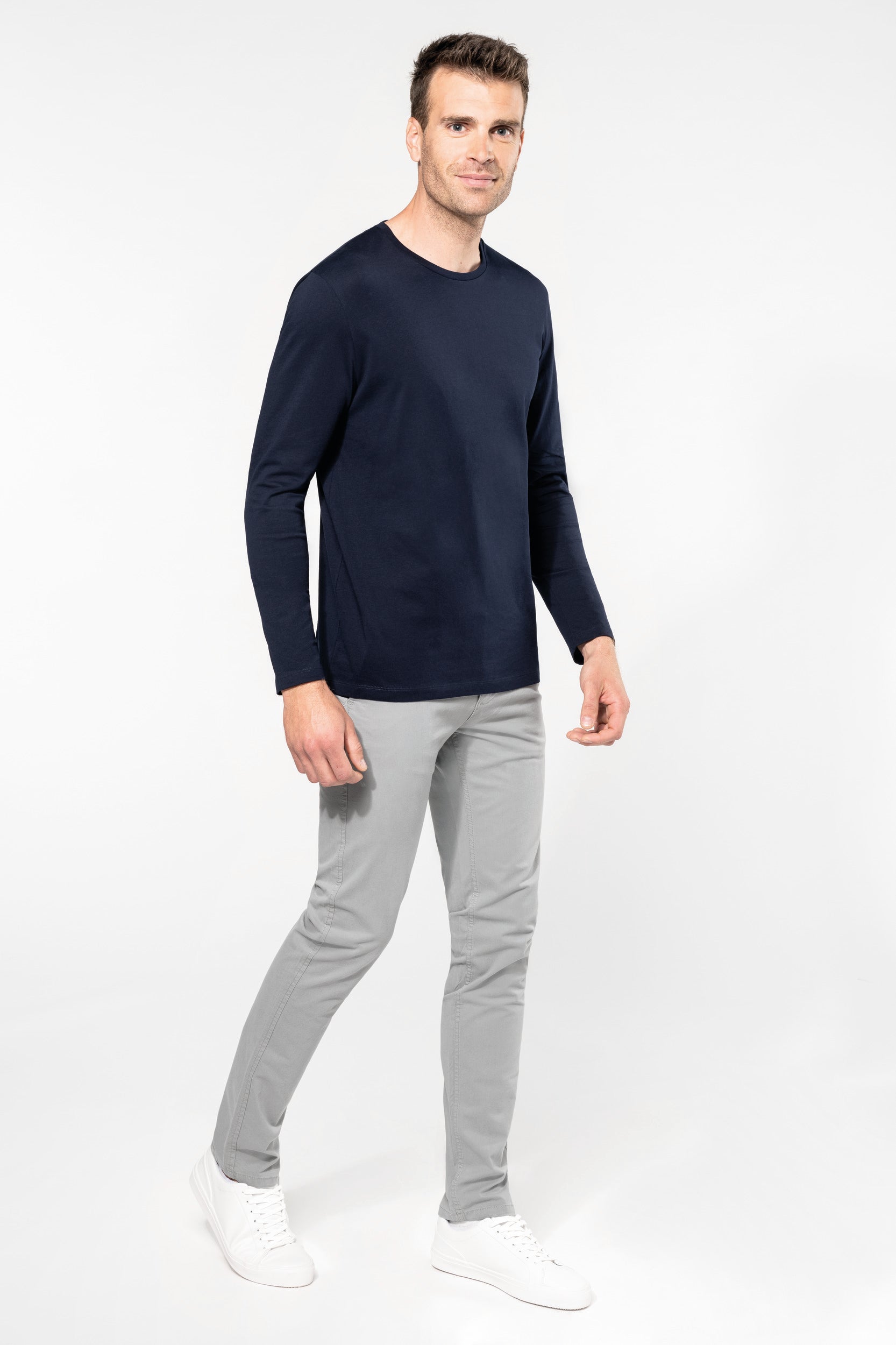 T-shirt Supima® col rond manches longues homme
