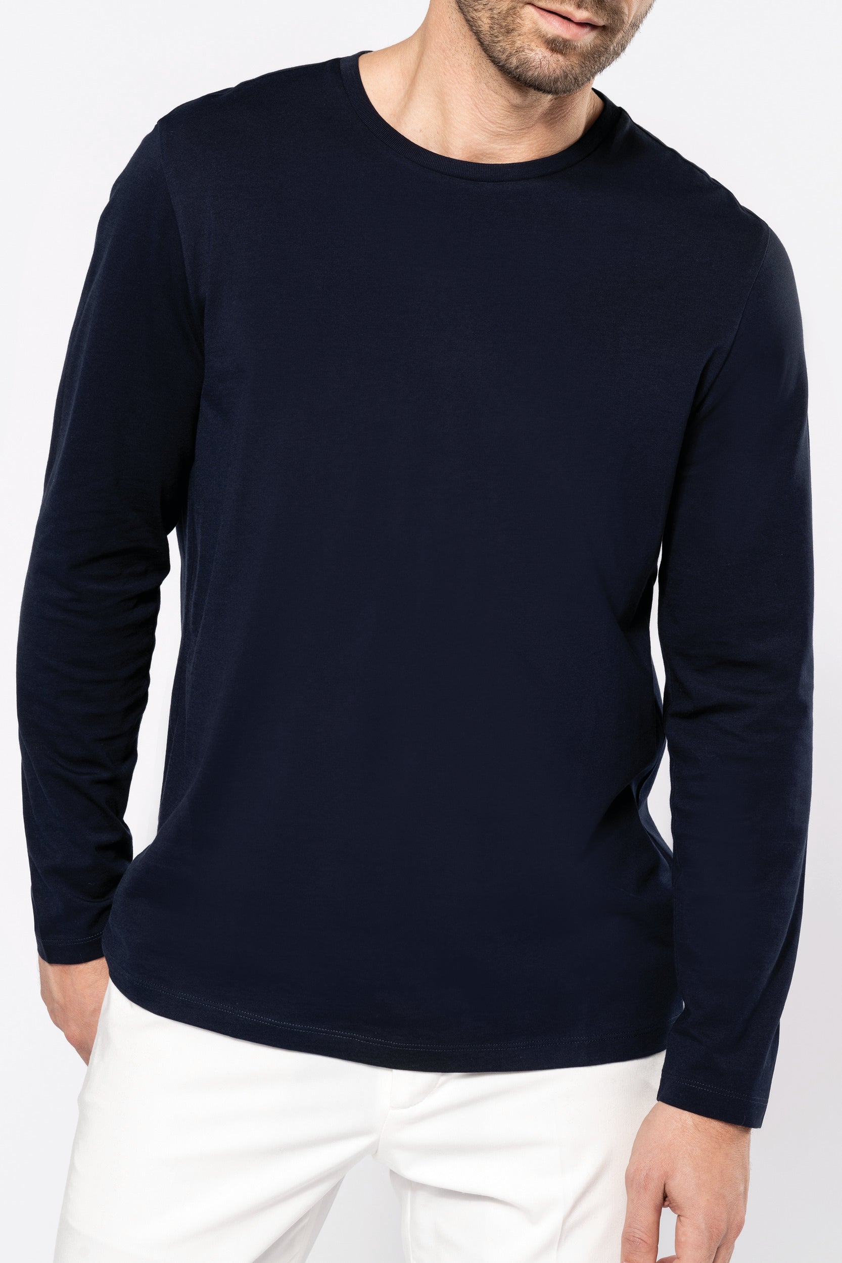 T-shirt Supima® col rond manches longues homme