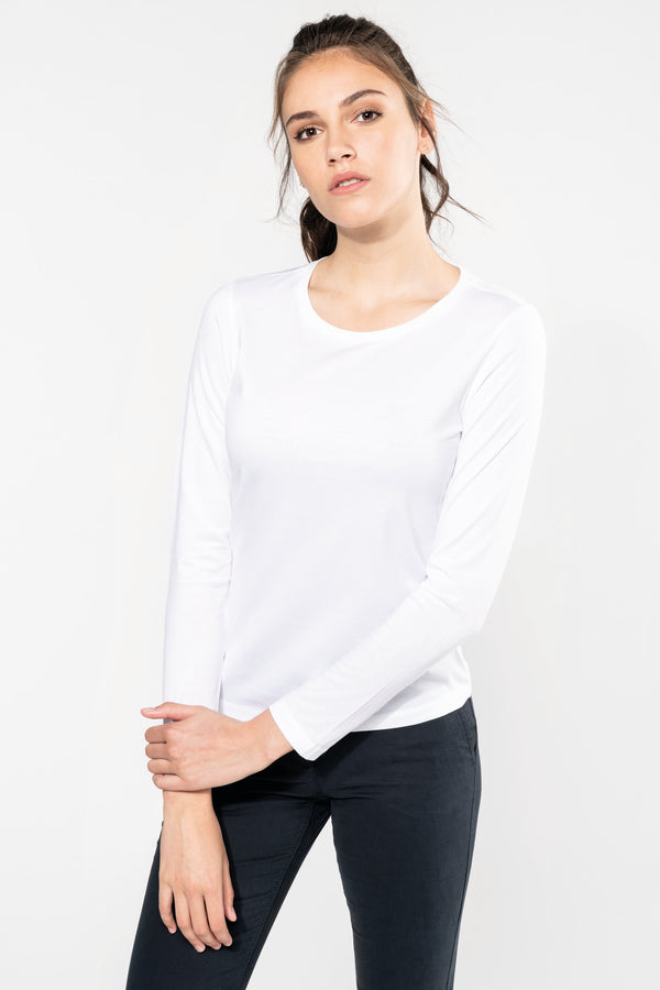 T-shirt Supima® col rond manches longues femme