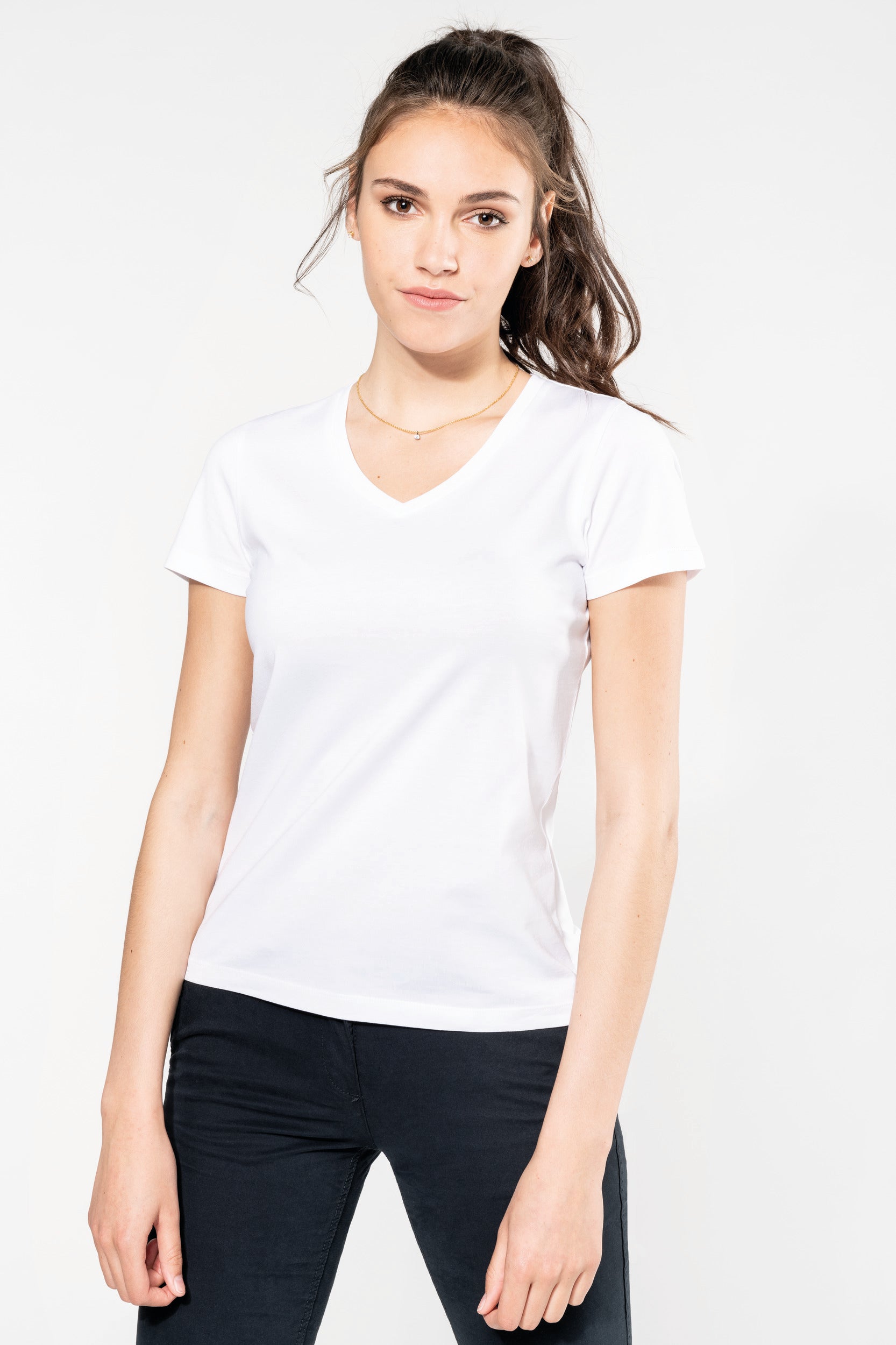 T-shirt Supima® col V manches courtes femme