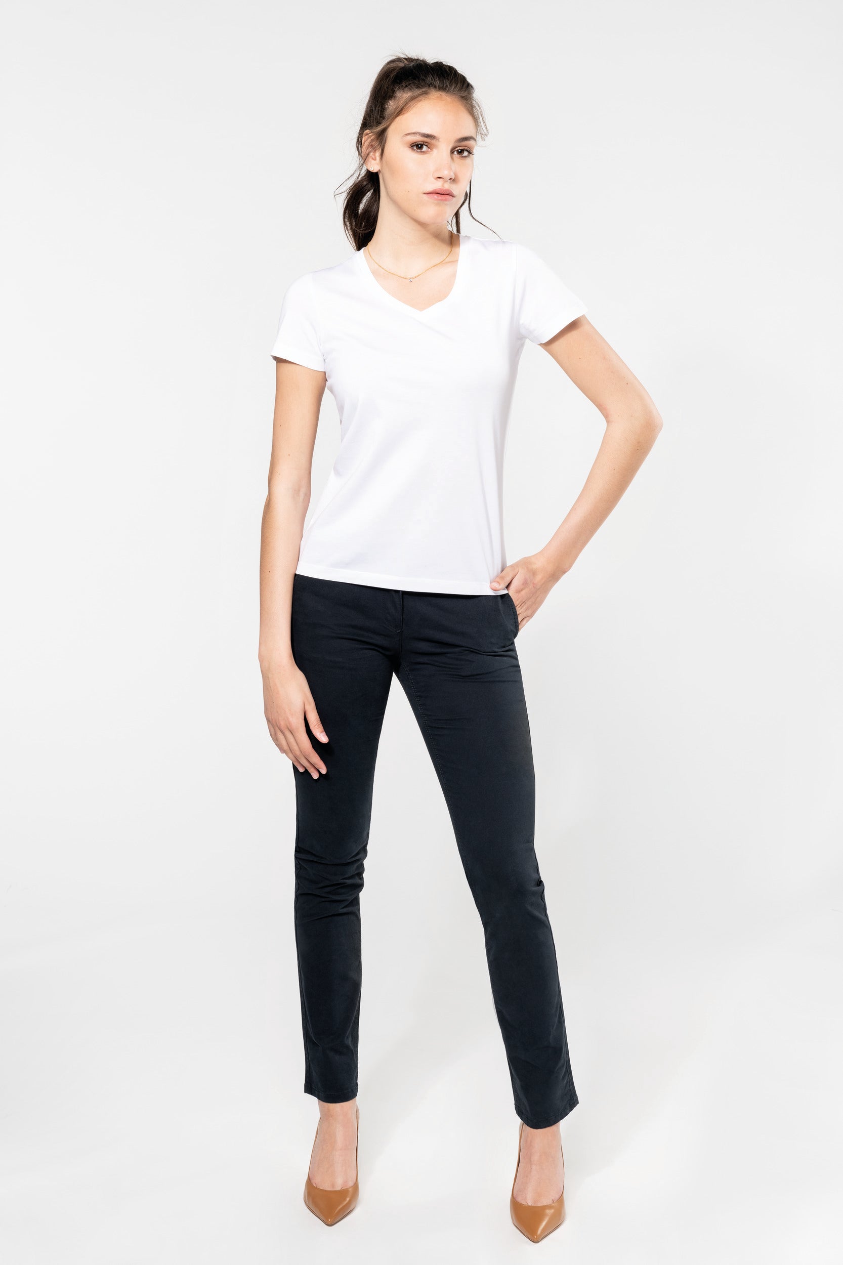 T-shirt Supima® col V manches courtes femme