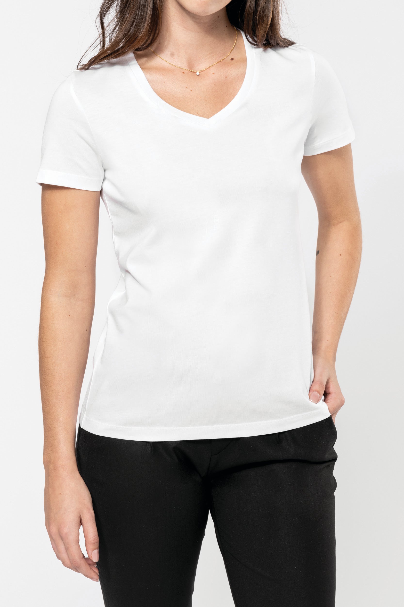 T-shirt Supima® col V manches courtes femme