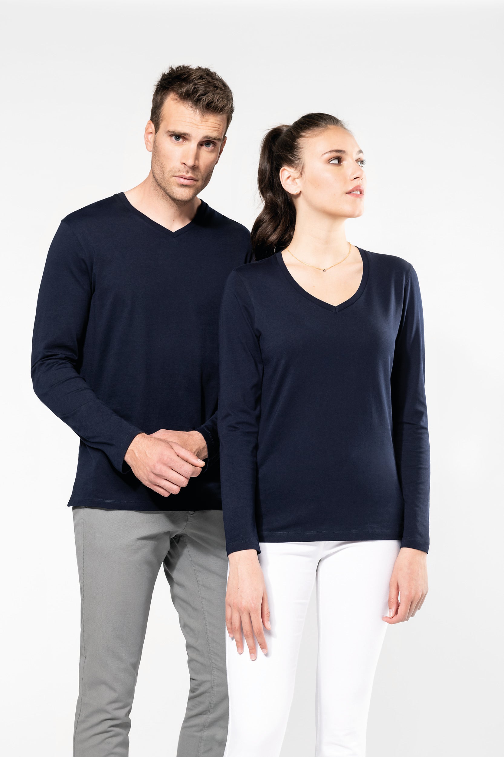 T-shirt Supima® col V manches longues homme