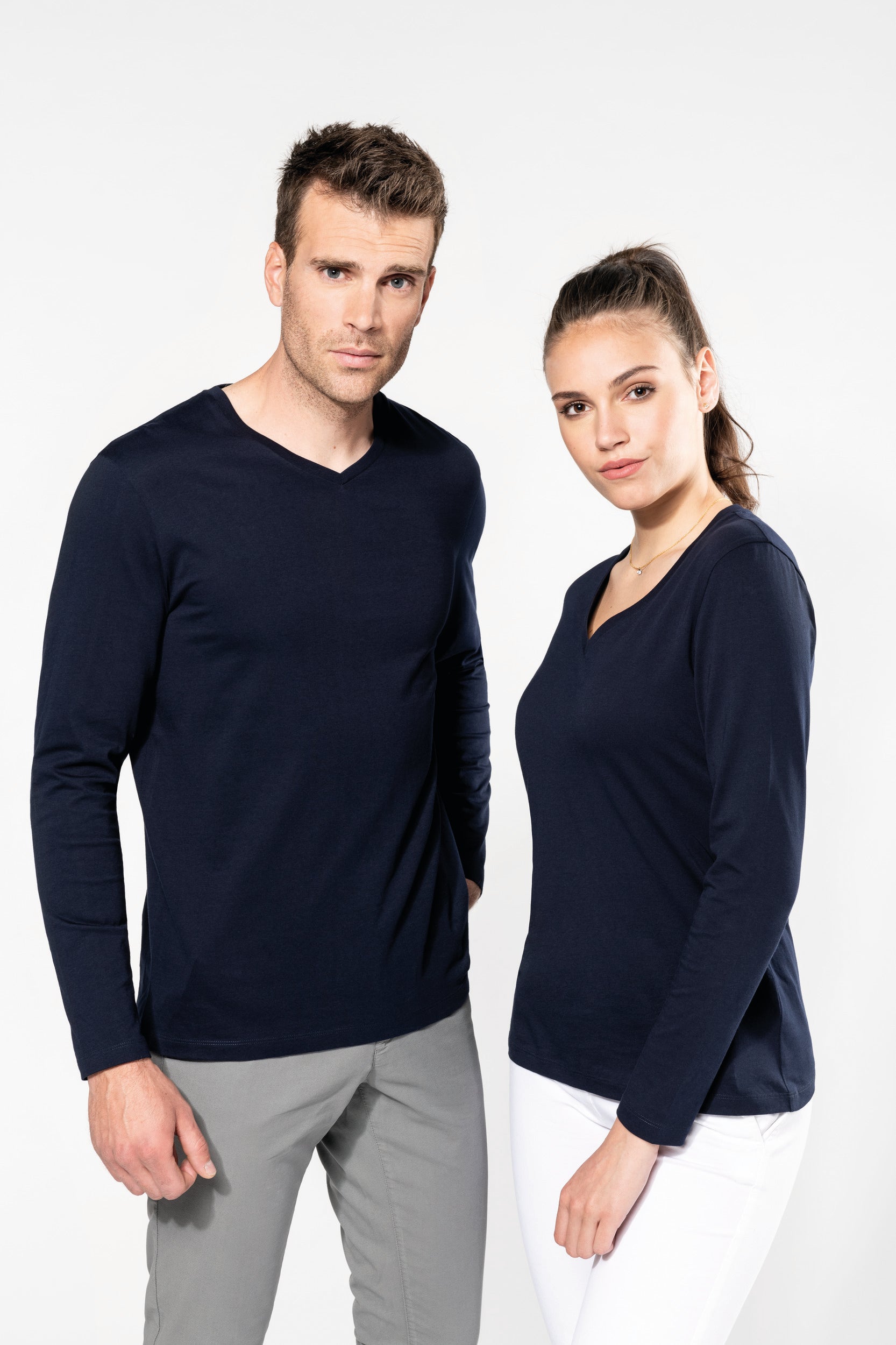 T-shirt Supima® col V manches longues homme