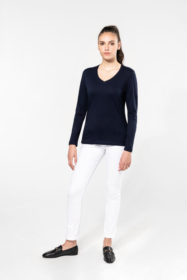 Supima® Women's Long Sleeve V-Neck T-Shirt