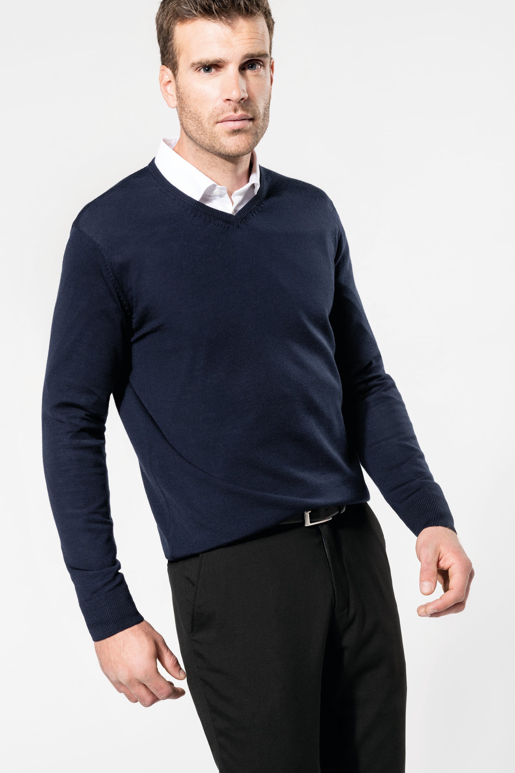 Pull Mérinos col V homme