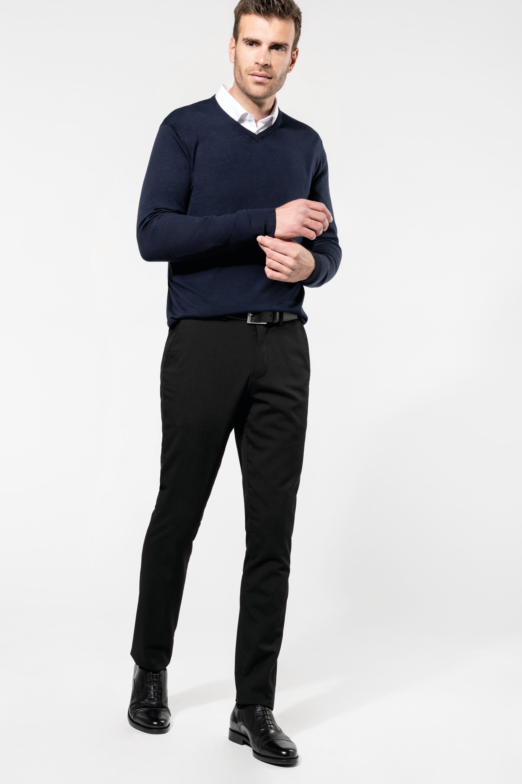 Pull Mérinos col V homme