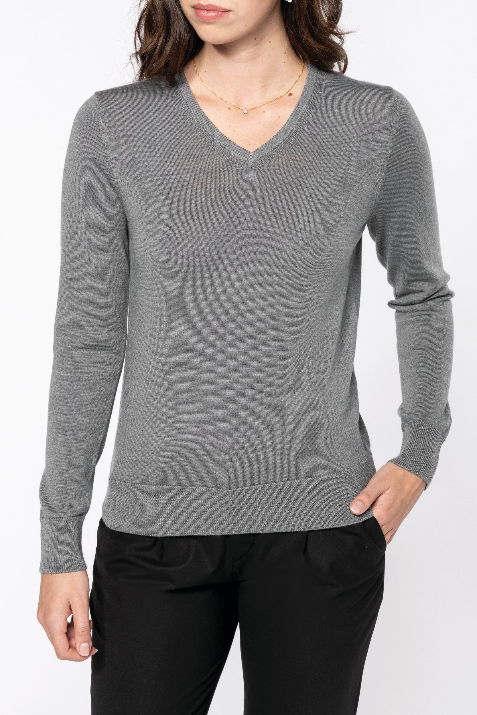 Pull Mérinos col V femme