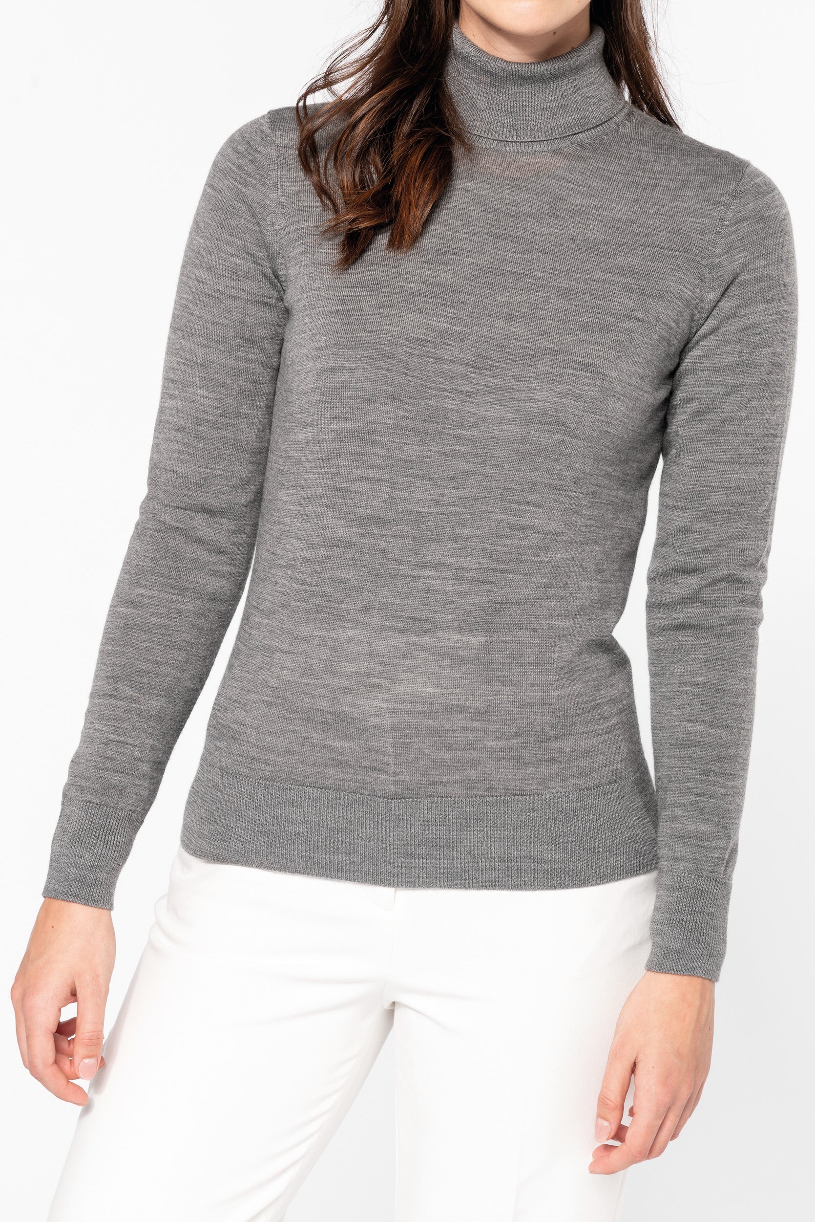 Pull Mérinos col roulé femme