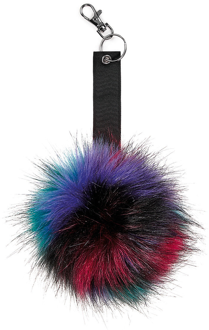 Porte-clés pompon en fausse fourrure