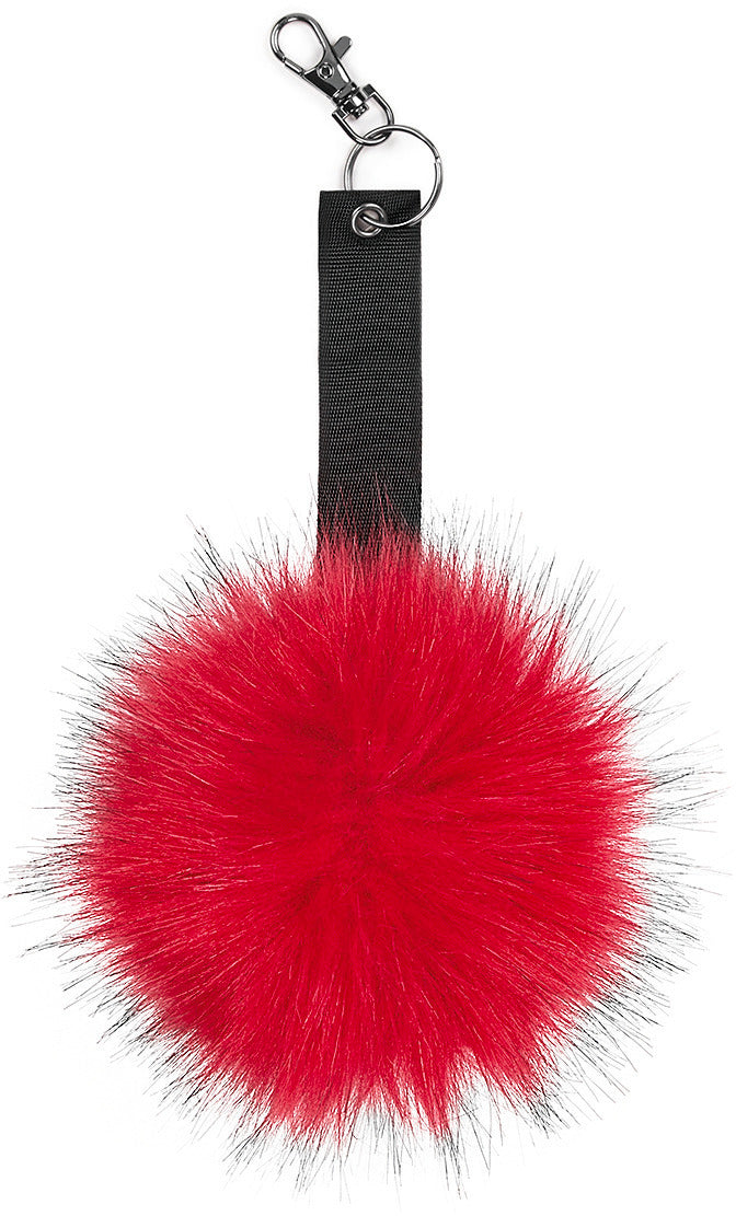 Porte-clés pompon en fausse fourrure
