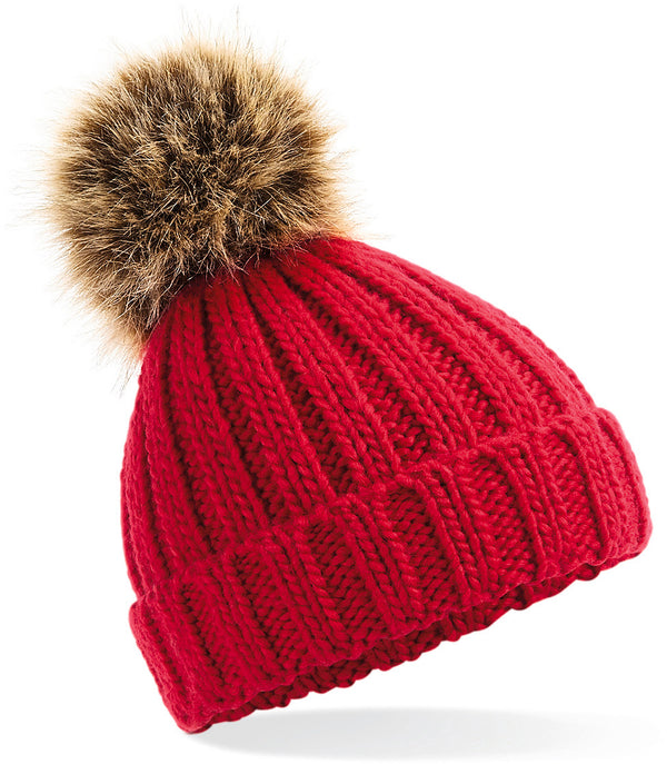 THICK HAT WITH FAUX FUR POMPOM