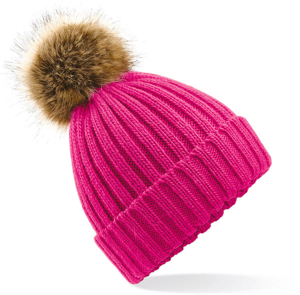 THICK HAT WITH FAUX FUR POMPOM