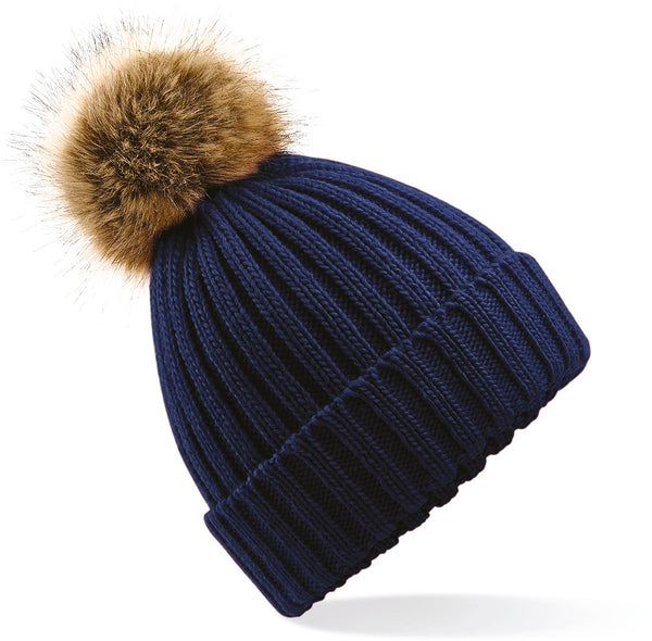 THICK HAT WITH FAUX FUR POMPOM