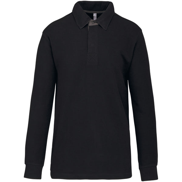 French rib &gt; long sleeve ribbed polo shirt