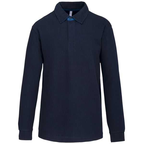 French rib &gt; long sleeve ribbed polo shirt