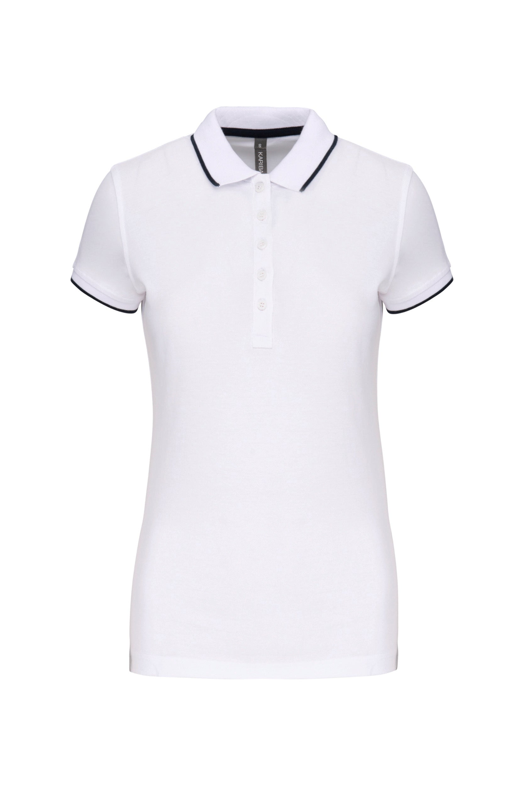Polo maille piquée manches courtes femme