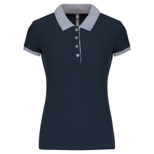 Polo piqué bicolore femme