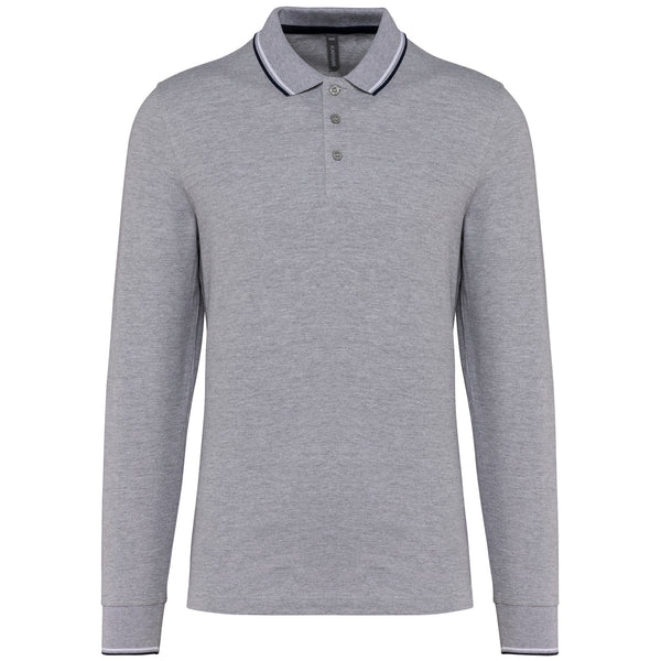 Polo maille piquée manches longues homme