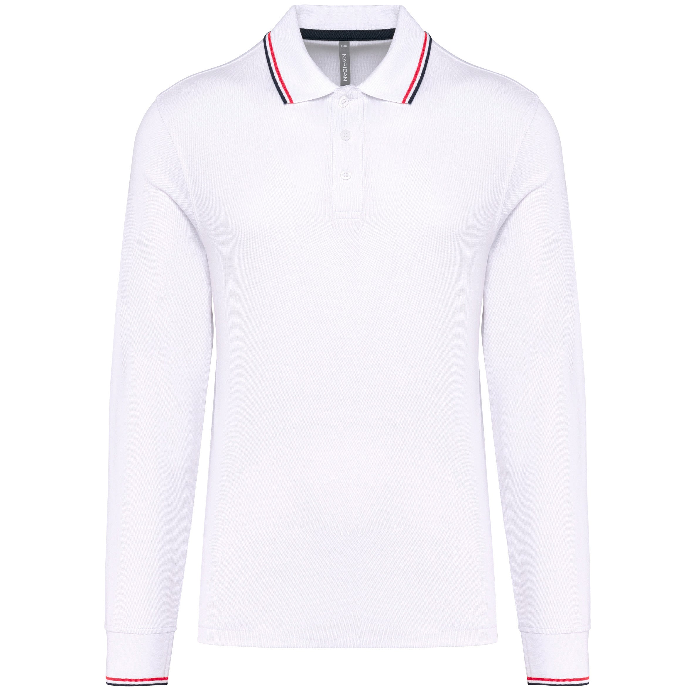 Polo maille piquée manches longues homme