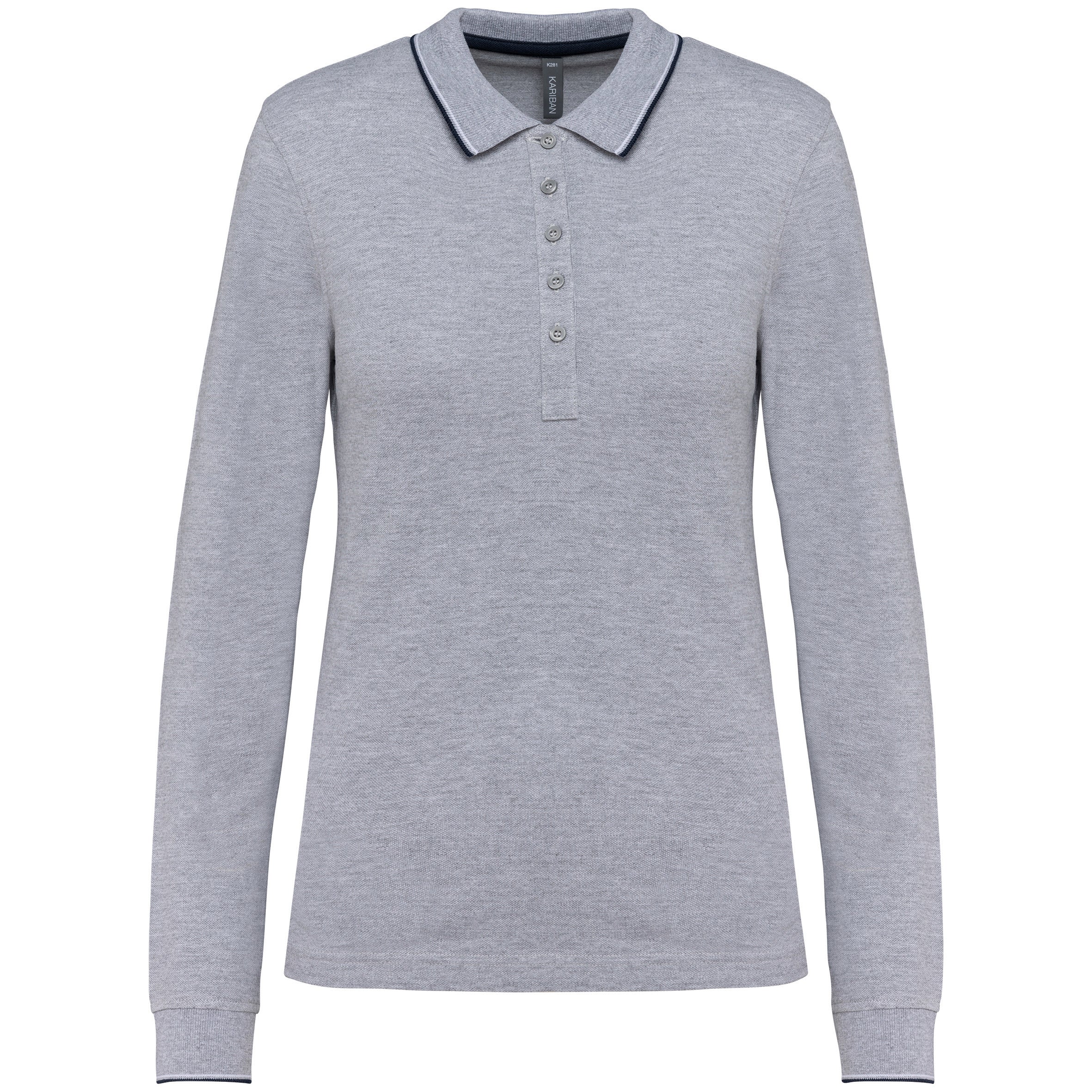 Polo maille piquée manches longues femme