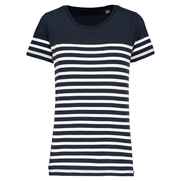 Biologisch zeemans-T-shirt met ronde hals voor dames