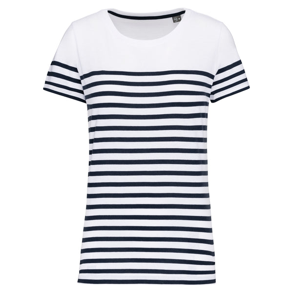 Biologisch zeemans-T-shirt met ronde hals voor dames