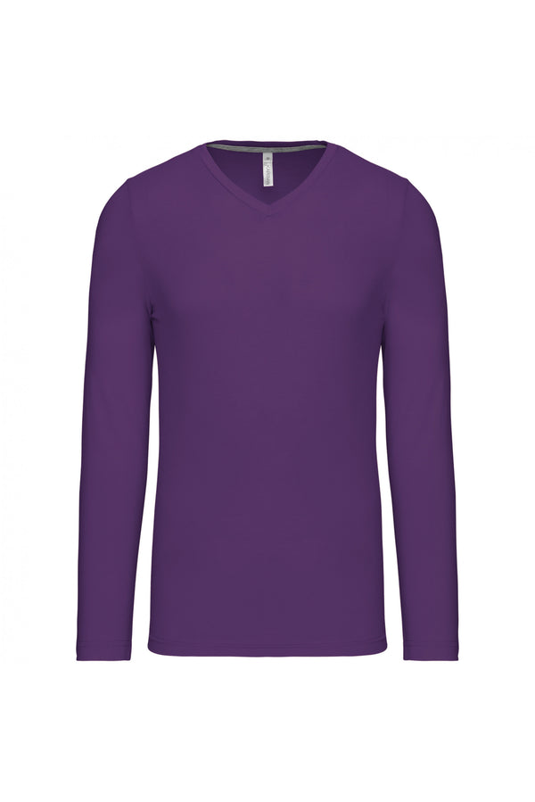 Long-sleeved V-neck T-shirt