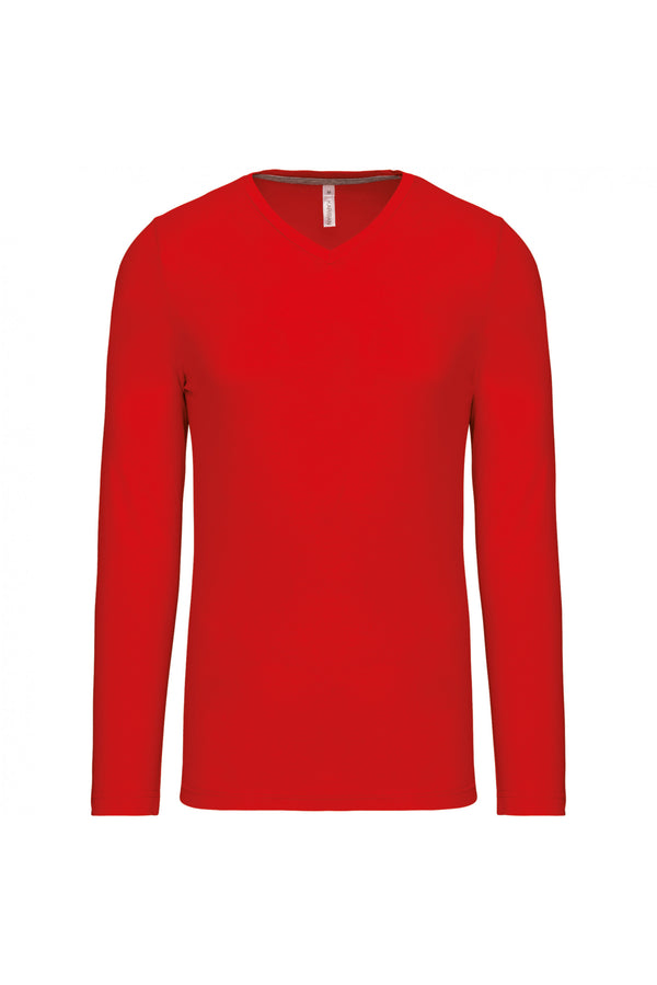Long-sleeved V-neck T-shirt