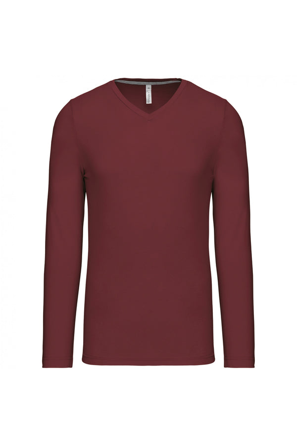 Long-sleeved V-neck T-shirt