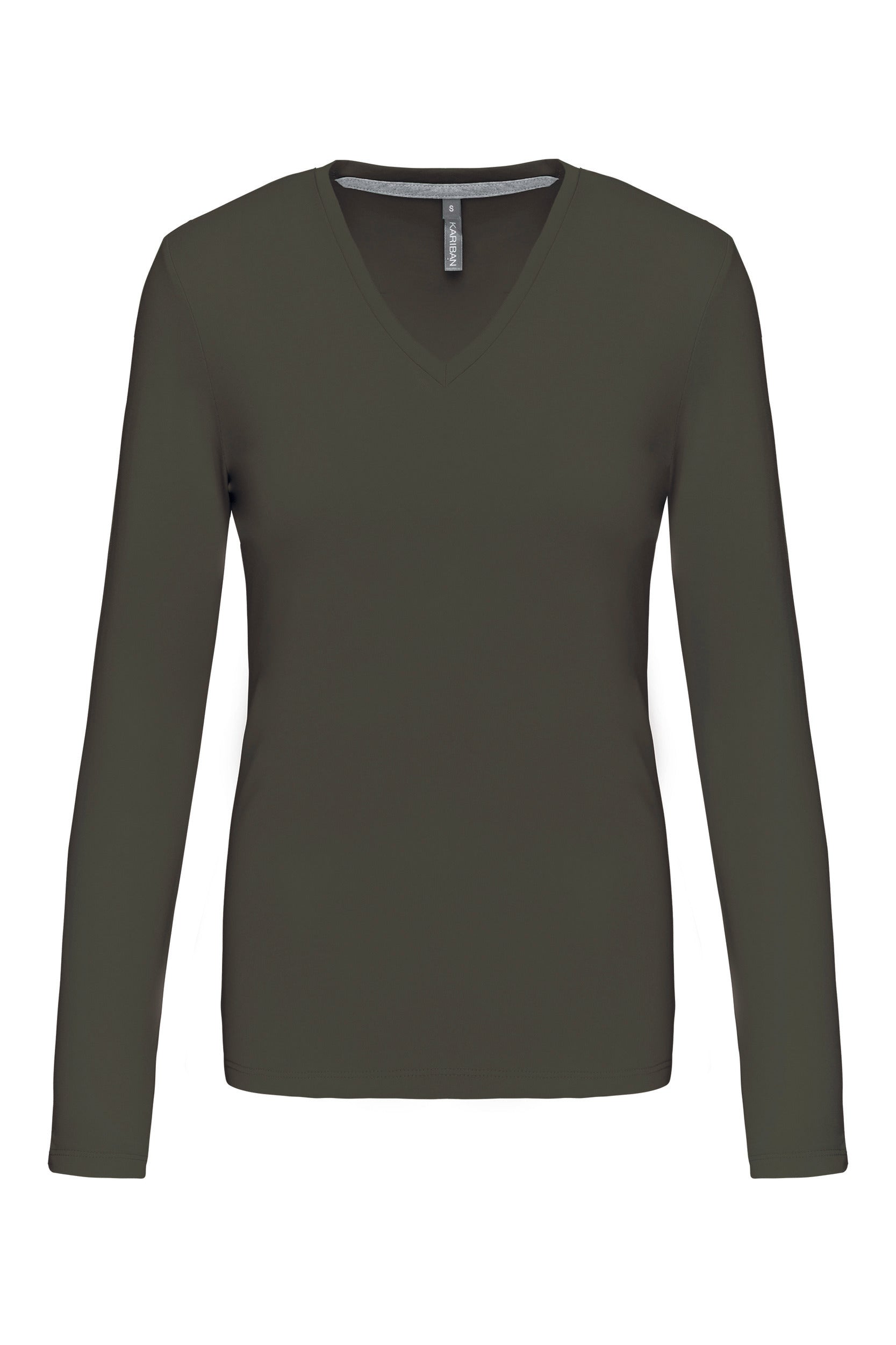 T-shirt col V manches longues femme
