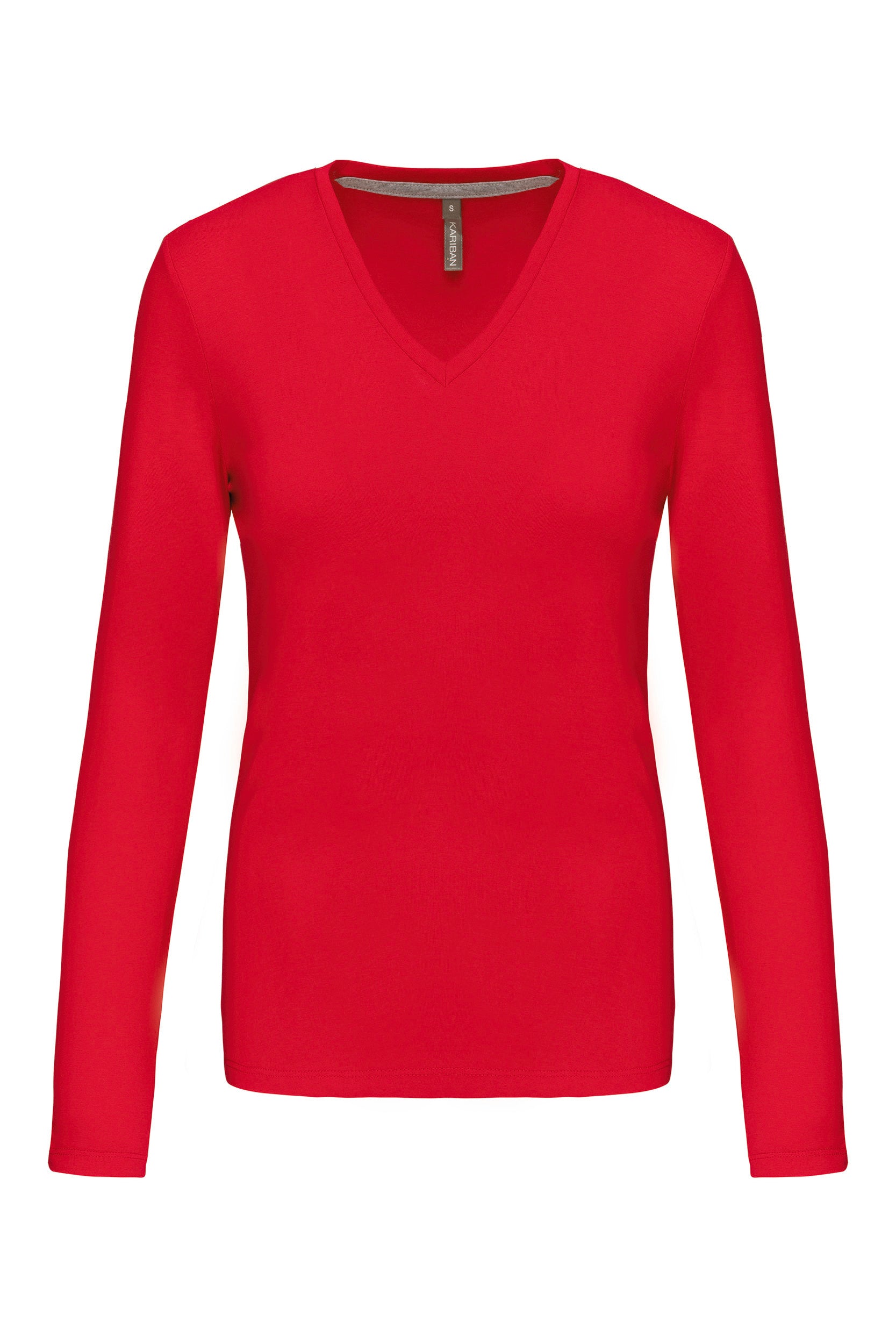 T-shirt col V manches longues femme