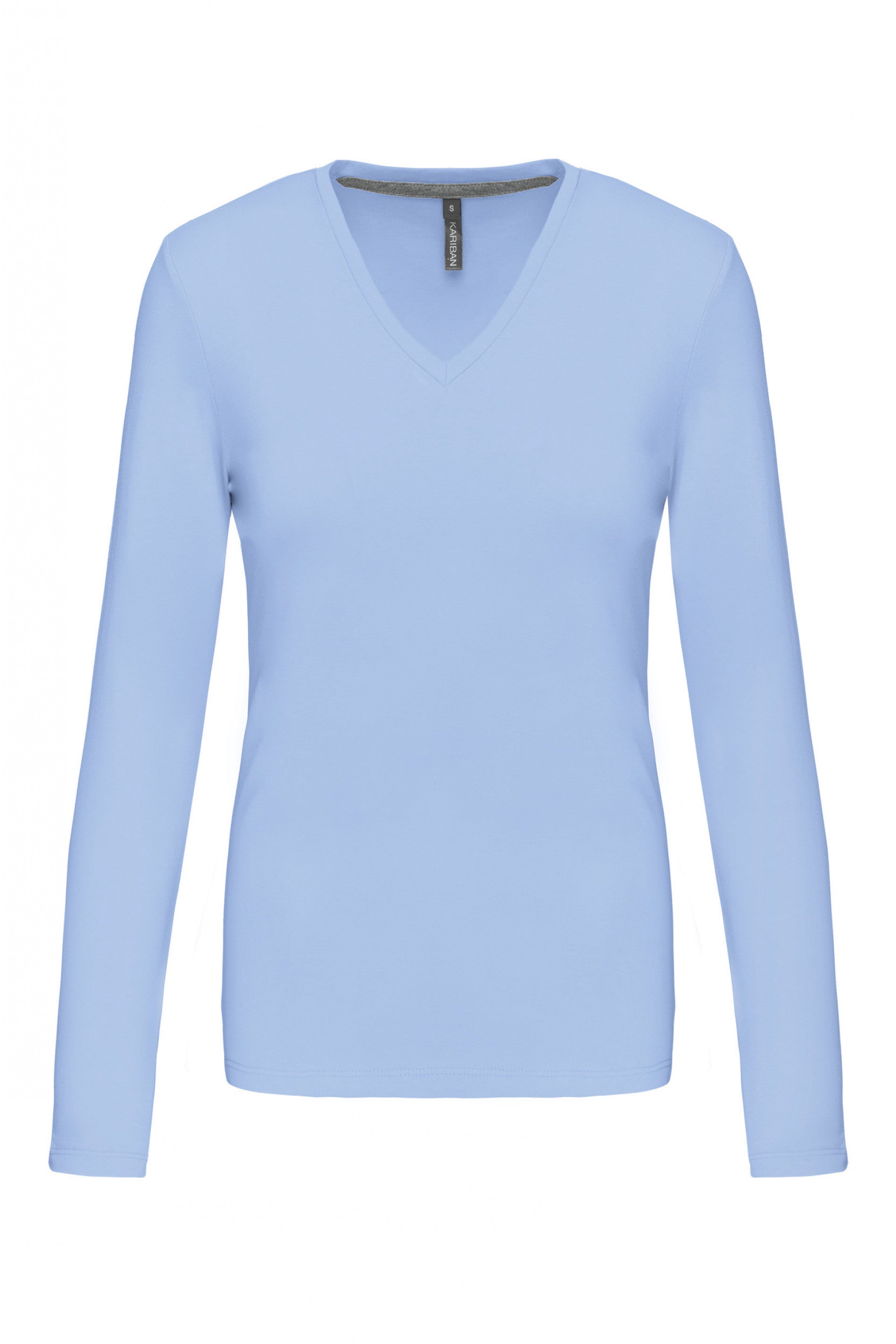 T-shirt col V manches longues femme