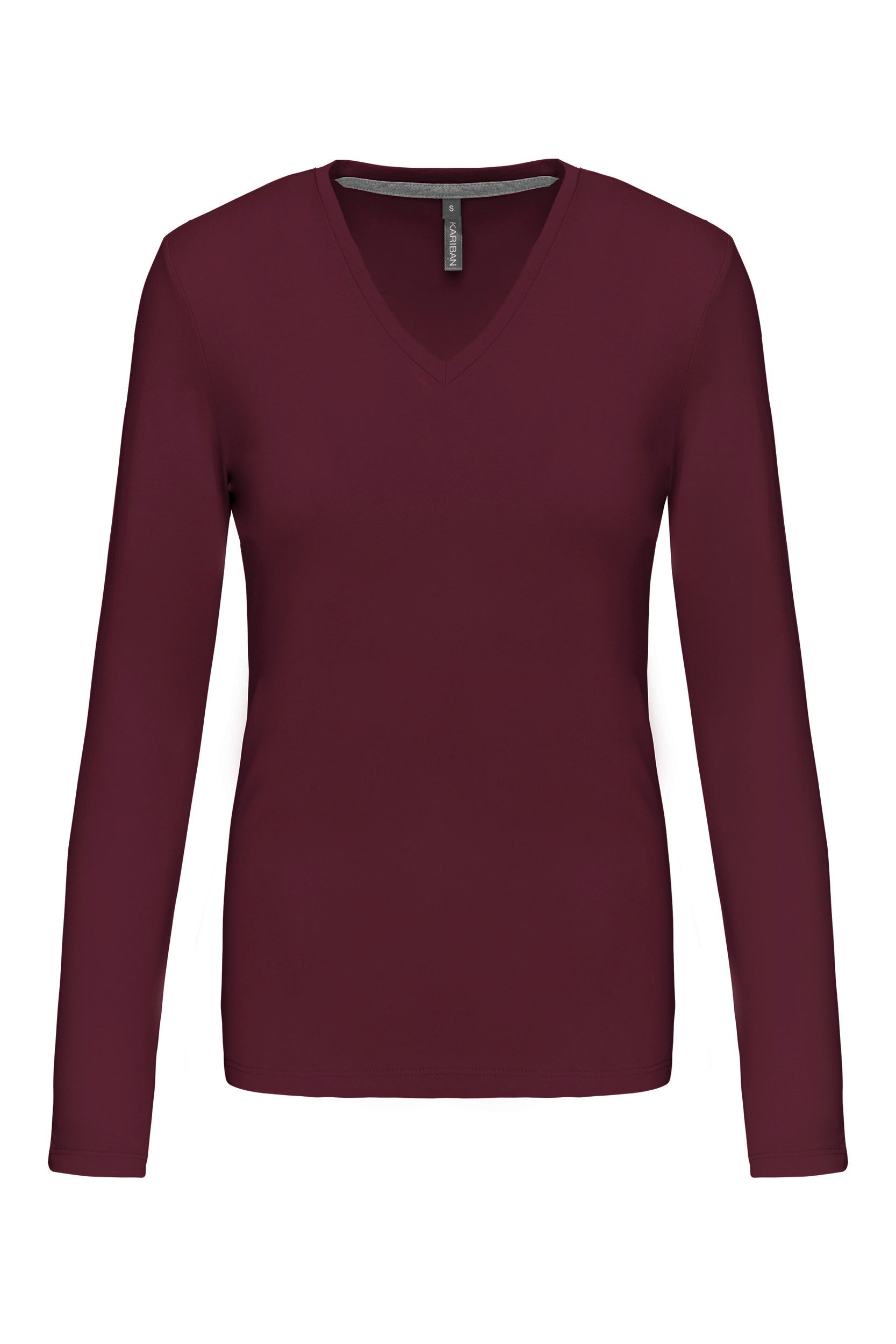 Dames T-shirt met V-hals en lange mouwen