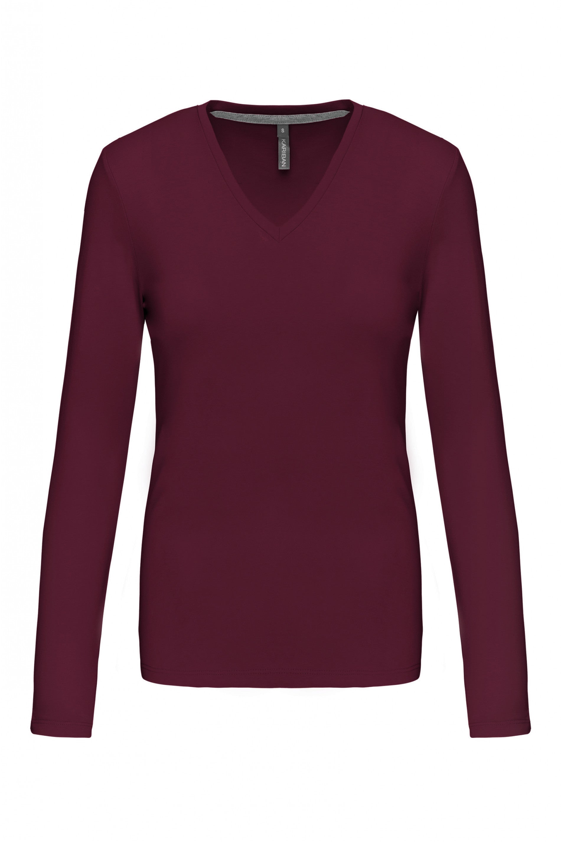 Dames T-shirt met V-hals en lange mouwen