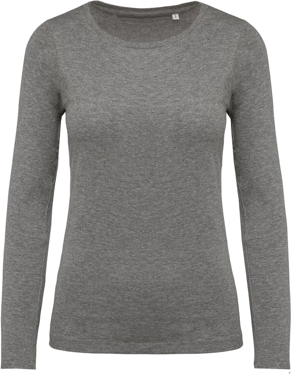 Women's organic cotton round neck long-sleeved T-shirt