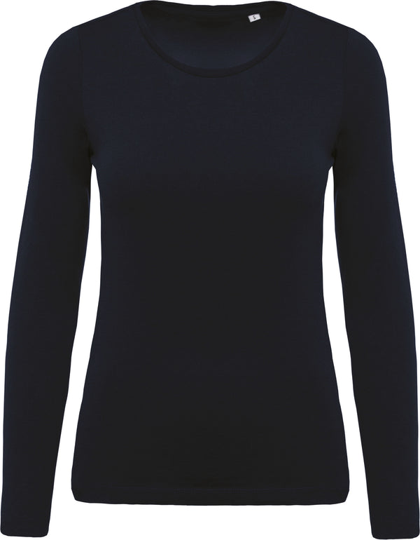 Women's organic cotton round neck long-sleeved T-shirt